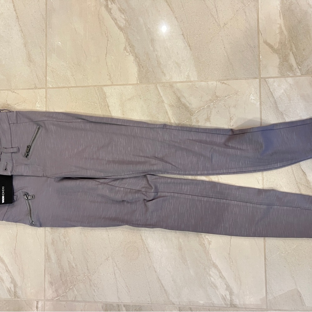 Fashion Nova Light Gray Zippered Pants